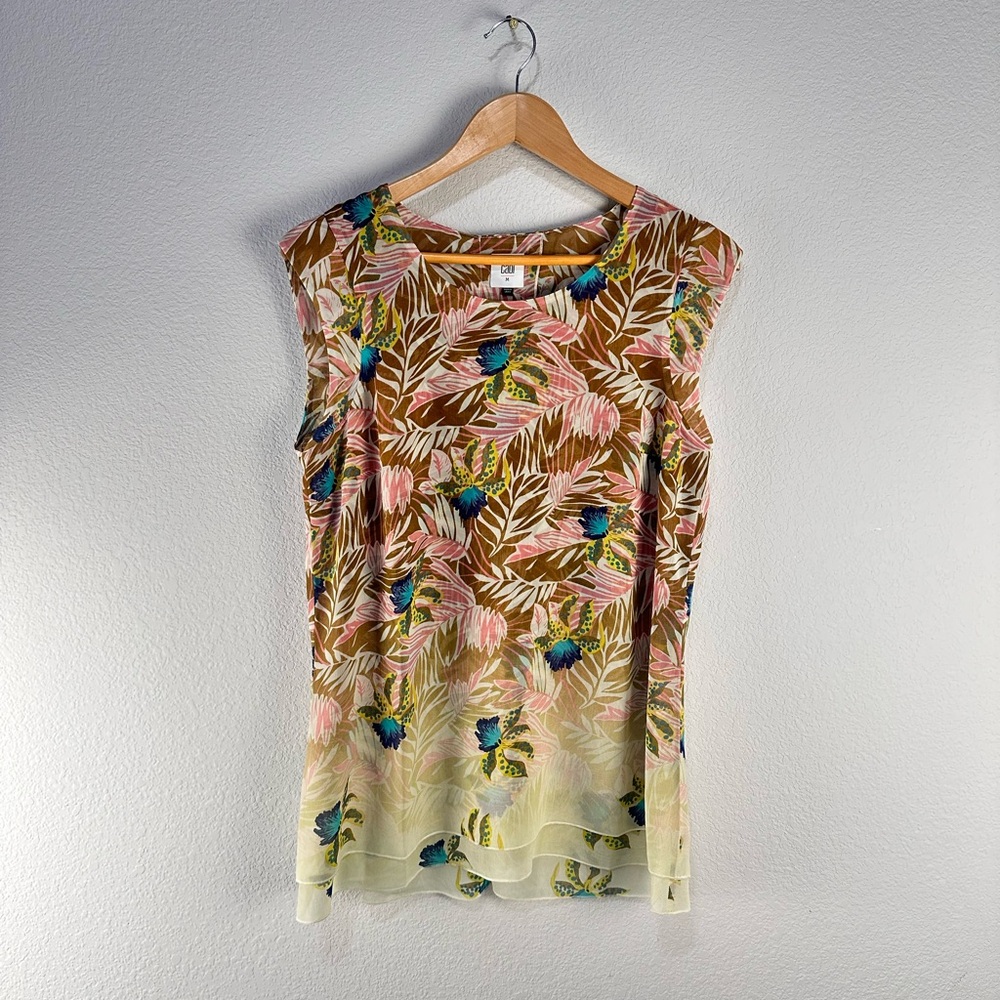 Cabi Parlor Tropical Print Top Sz M‎